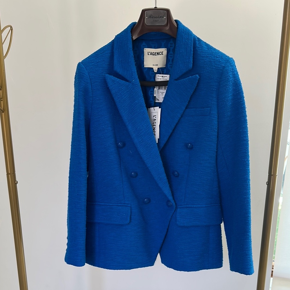 L'AGENCE Blue Blazer Tailored Suit Jacket
